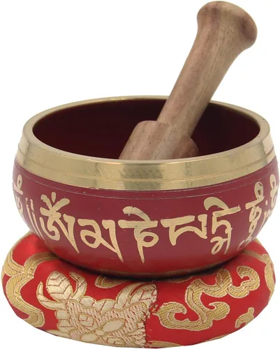 Miniatura 2 de DharmaObjects Juego de regalo tibetano para meditación Om Mani Padme Hum, mazo de palisandro, cojín de terciopelo, caja de regalo