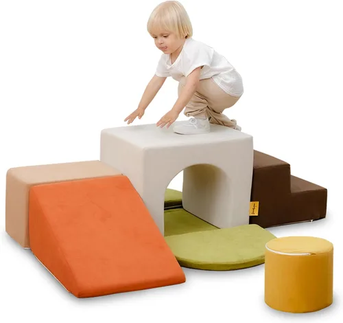 Miniatura 11 de BanaSuper Juego de Bloques de Espuma para Escalar para Niños - 7 Piezas de Juguetes de Escalada para Niños Pequeños, Desarrollo Motor Grueso 7