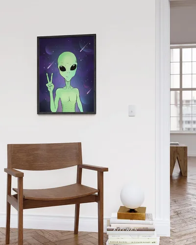 Miniatura 5 de HAUS AND HUES Trippy - Póster de alienígena - Decoración de habitación Trippy, arte de pared extraterrestre para el hogar Retrato alienígena