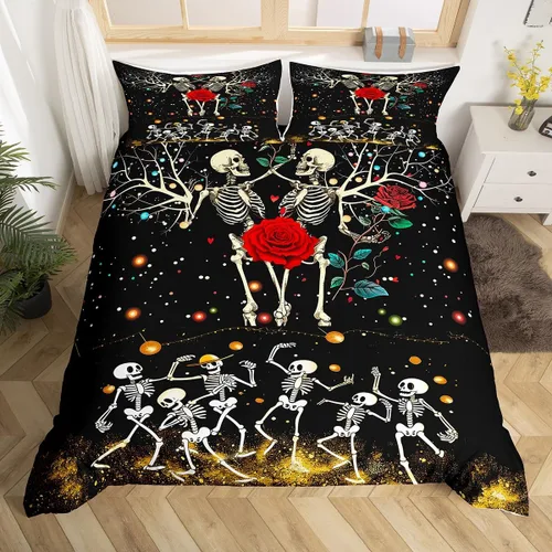 Miniatura 25 de Manfei Juego de funda de edredón con diseño de calabaza, tamaño individual, funda de edredón con 1 funda de almohada, juego de ropa de cama de 2