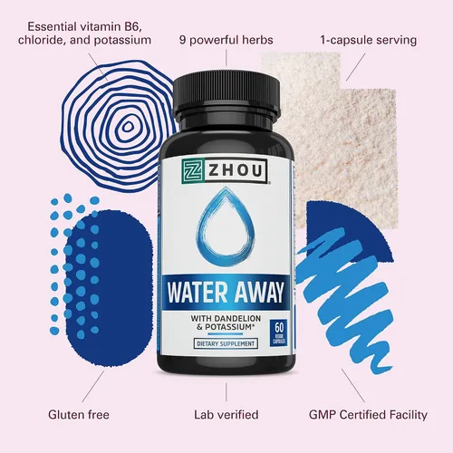 Miniatura 4 de WATER AWAY Fórmula Herbal para Equilibrio saludable de los fluidos Mezcla herbal de alta calidad con diente de león, potasio, té verde y más, 60