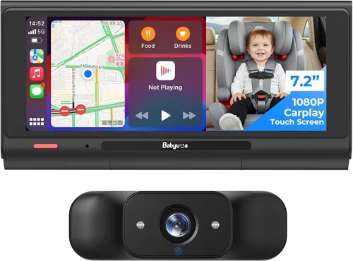 Miniatura 11 de Babyvue BC1 - Cámara de coche para bebé, pantalla HD 1080P de 4.5 pulgadas y zoom 3X, monitor de bebé automático de visión nocturna IR con brillo