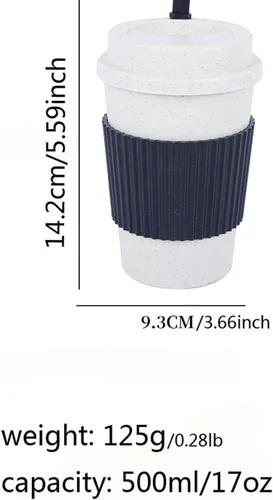 Miniatura 67 de Taza de café sellada con paja de trigo, taza de plástico portátil creativa, taza de alimentos de alto valor que acompaña a beber 16.9 fl oz/17 oz
