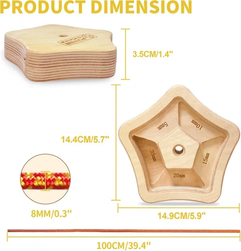 Miniatura 2 de POWER GUIDANCE Tablero de escalada para el dedo para fortalecer el agarre de escalada hecho de madera para interiores y exteriores