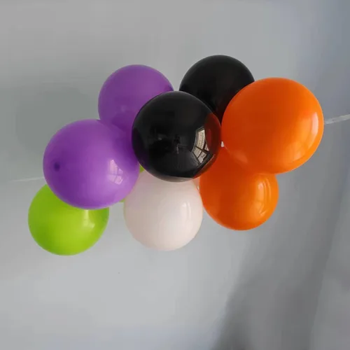 Miniatura 7 de Globos de Halloween con cinta, paquete de 100 globos de 12 pulgadas, negro, naranja, blanco, morado, verde, para decoraciones de fiesta de Halloween