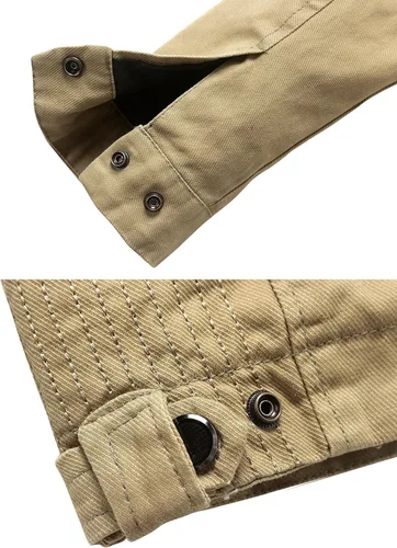 Miniatura 7 de Wantdo chaqueta cierre frontal liviana cuello parado de algodón para hombre
