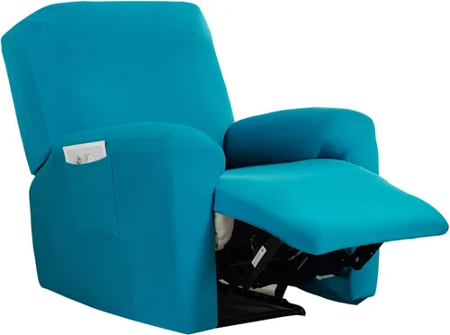 Miniatura 44 de CRFATOP Funda para sillón reclinable con estampado floral con bolsillos, funda única para sillón reclinable, 4 piezas, funda para sillón reclinable