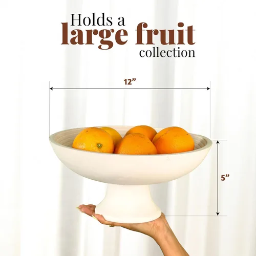 Miniatura 3 de Folkulture Frutero de madera para encimera de cocina Cesta grande de frutas de plátano ecológica de 12 pulgadas para cocina Tazón de madera
