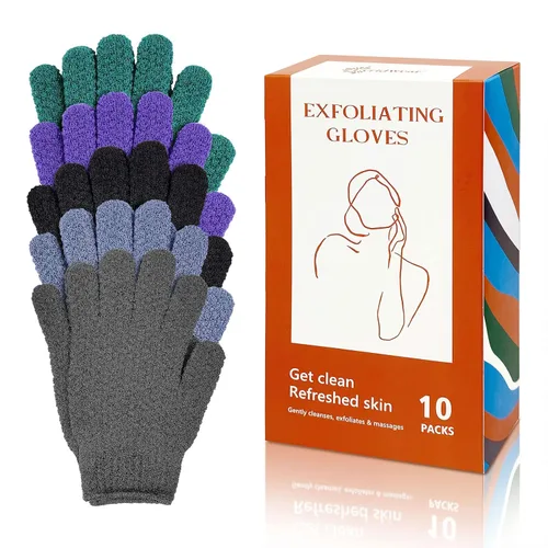 Miniatura 11 de Evridwear - Guantes exfoliantes de baño de doble textura para ducha, spa, masaje y exfoliantes corporales, elimina las células muertas de la piel