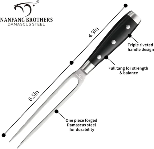 Miniatura 5 de NANFANG BROTHERS Damasco - Juego de cuchillos de cocina, 18 piezas con bloque, asas ergonómicas, tenedor de tallar, afilador, tijeras