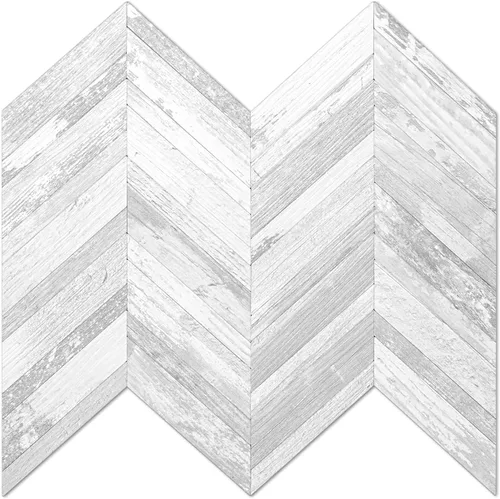 Miniatura 23 de DICOFUN Protector contra salpicaduras de 10 hojas de espiga para despegar y pegar, aspecto de madera blanca vintage, PVC para salpicaduras