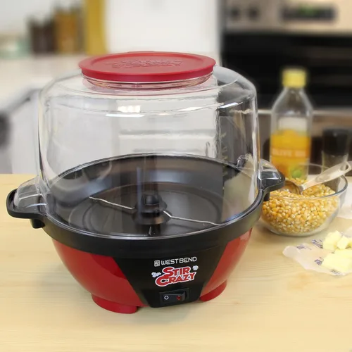 Miniatura 10 de West Bend Stir Crazy - Máquina de palomitas de maíz con aceite caliente, máquina para hacer palomitas de maíz con tapa grande para tazón de servir