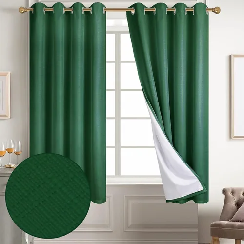 Miniatura 61 de Diraysid Cortinas 100% opacas de lino beige para dormitorio, con ojales, aislamiento térmico, cortinas de oscurecimiento de habitación