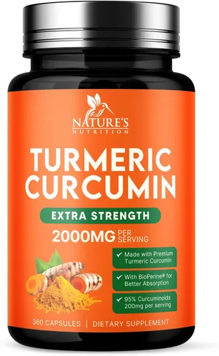 Miniatura 11 de Suplemento de curcumina de cúrcuma – 1800 mg de cúrcuma orgánica por porción – 95% de curcuminoides y extracto de pimienta negra BioPerine para una
