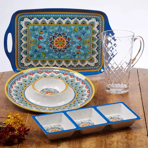 Miniatura 4 de Certified International Portofino - Juego de anfitriona de melamina, multicolor, grande