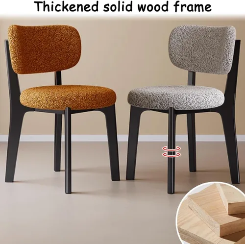 Miniatura 5 de YVYKFZD Solid Wood Dining Chairs, Fabric Dining Room Chair Set of 2/4/6, Upholstered Kitchen Chairs with Curved Backrest, Armless Living Room Chair