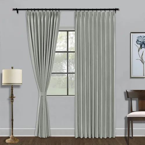 Fcosie Pinch Pleated Curtains Linen Blackout Drapes for Bedroom Linen Curtain Panels Room Darkening/Light Blocking/Privacy Proctecting/Noise Niebla