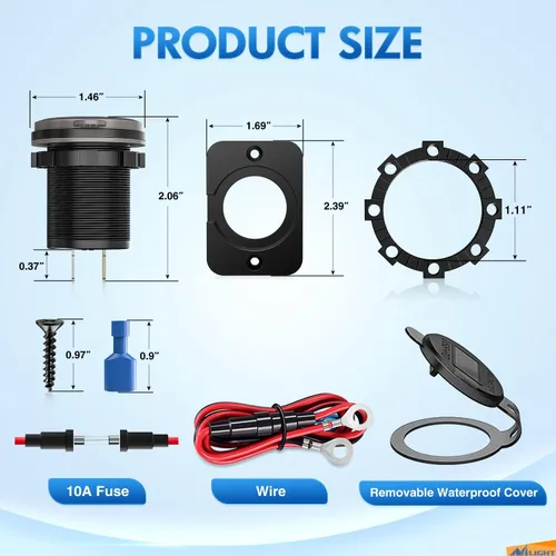 Miniatura 5 de Nilight Enchufe USB PD tipo C y QC 3.0 USB de carga rápida 12V 24V Enchufe de coche Voltímetro Interruptor de encendido/apagado Kit de alambre