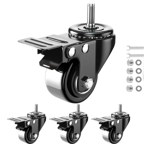 Miniatura 12 de Ruedas de Vástago de 3 Pulgadas, Juego de 4 Ruedas de Vástago Roscadas de Alta Resistencia, Ruedas Giratorias con Vástago UNC 3/8"-16 x 1, Rodillos