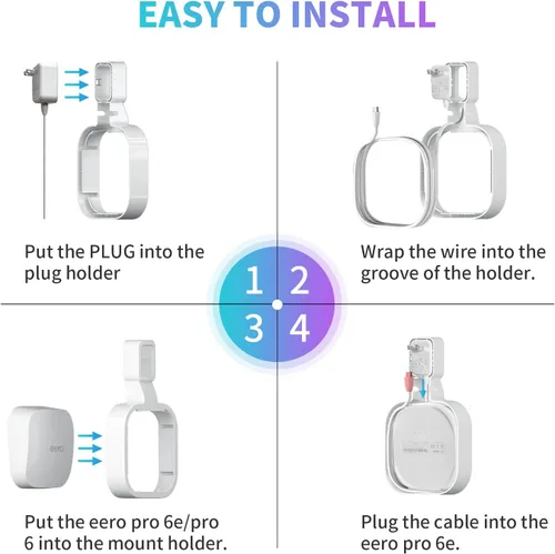 Miniatura 5 de Soporte de montaje en pared para sistema Wi-Fi de malla eero Pro 6e/Pro 6, soporte de montaje en pared para malla de tres bandas eero Pro 6e