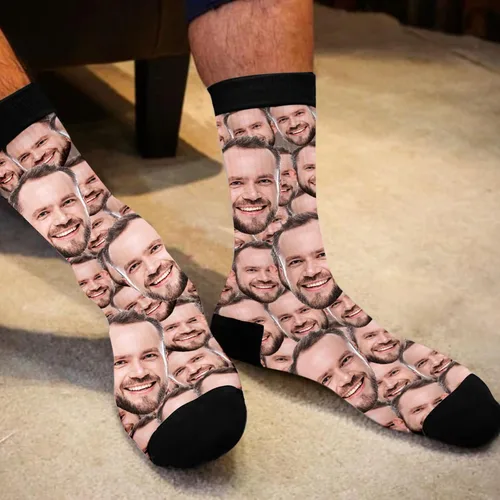 Miniatura 8 de Yofair Calcetines personalizados con foto – Calcetines divertidos personalizados con imagen – Regalos de Navidad personalizados para hombres
