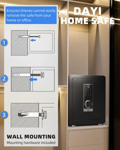 Miniatura 9 de Caja de seguridad biométrica de huellas digitales DAYI, cajas de seguridad para el hogar de 2.0 pies cúbicos con bolsa ignífuga, caja de seguridad