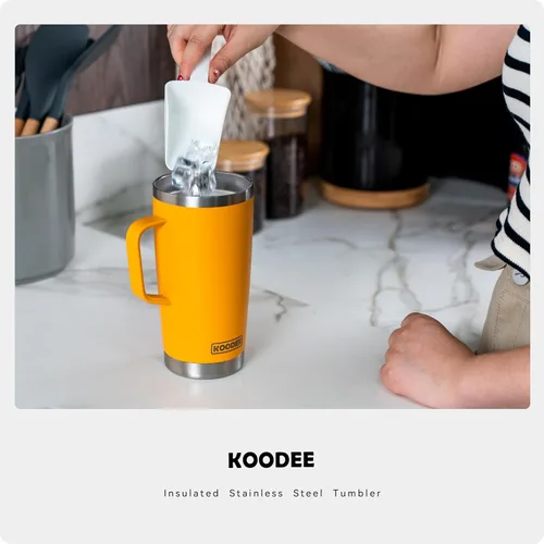 Miniatura 7 de koodee Taza de café aislada de 20 onzas con tapa y asa, acero inoxidable de doble pared al vacío, taza de campamento, vaso de café de viaje