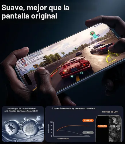 Miniatura 7 de TORRAS Protector de pantalla para iPhone 17 Pro Max [12 pies de grado militar inastillable] [9H+ vidrio templado aeroespacial] Protector de pantalla