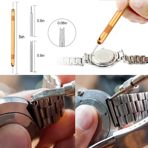 Miniatura 6 de XOOL Kit de reparación de relojes, herramienta de extracción de eslabones de correa de reloj, juego de herramientas de barra de resorte, kit