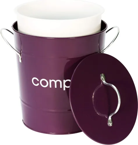 Miniatura 3 de Premier Housewares Contenedor de compostaje morado para compostaje, de acero para cocina, jardín, compostaje, para exteriores, de zinc, para jardín