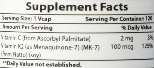 Miniatura 8 de Best Naturals MK-7 Vitamina K2 100 mcg 120 Vcaps