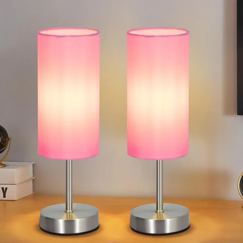Miniatura 14 de RISLG Juego de 2 lámparas de mesa para recámara, lámparas de noche para mesita de noche con interruptor de cable, lámparas de escritorio