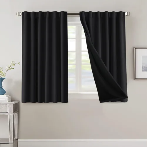 Miniatura 80 de H.VERSAILTEX Cortinas 100% opacas para dormitorio con forro negro, cortinas de oscurecimiento de habitación completa, con aislamiento térmico