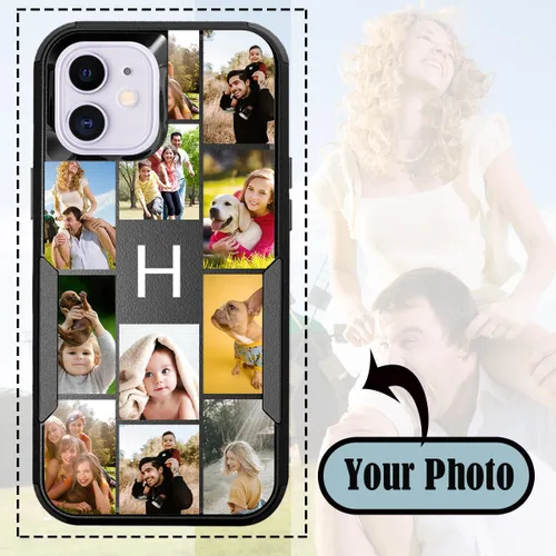 Miniatura 2 de Funda de fotos personalizada para iPhone 11 Apple Phone Plaid Collage - Imagen personalizada para hacer fotos en 3 híbridos gruesos resistentes