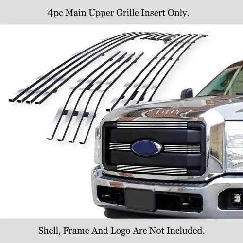Miniatura 3 de APS Compatible con Ford F-250 F-350 F-450 F-550 2011-2016 XLT Lariat King Ranch Principal Superior Acero Inoxidable Cromo 8x6 Billet Front Grill