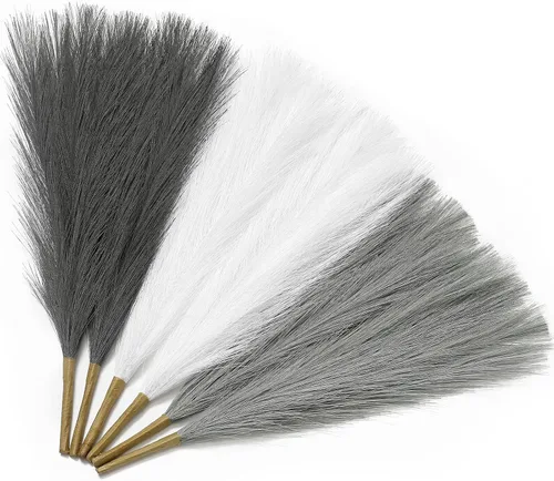 Miniatura 14 de Serwalin 12 piezas de hierba de Pampas rosa, decoración de hierba de Pampas falsa rosa de 17.7 pulgadas, hierba de Pampas artificial corta rosa Un