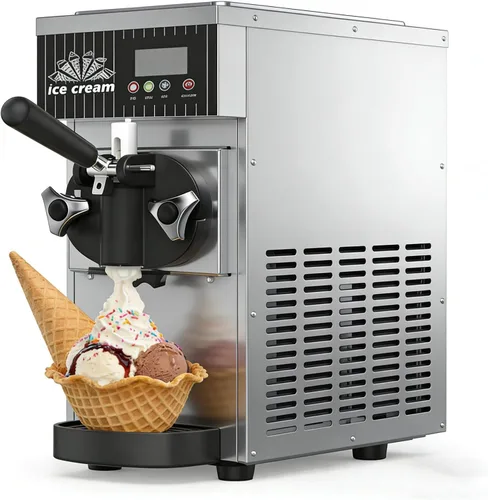 Miniatura 9 de Ice Cream Machine, Soft Serve Machine, Maquina De Helados, with LCD Control Panel and 3 Ice Cream Molds, 2.5l + 1l Capacity, 4-5kg/H, Adjustable