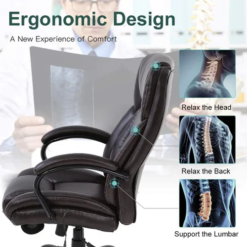Miniatura 3 de Silla de oficina grande y alta, asiento ancho de 500 libras, silla de escritorio de masaje, silla ergonómica para computadora con reposacabezas