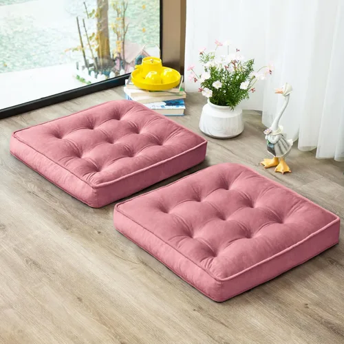 Miniatura 11 de 1 MIDDLE ONE Juego de 2 cojines de piso, cojín de meditación de espuma con memoria, cojines de piso para adultos sentados, cojines de asiento Azul