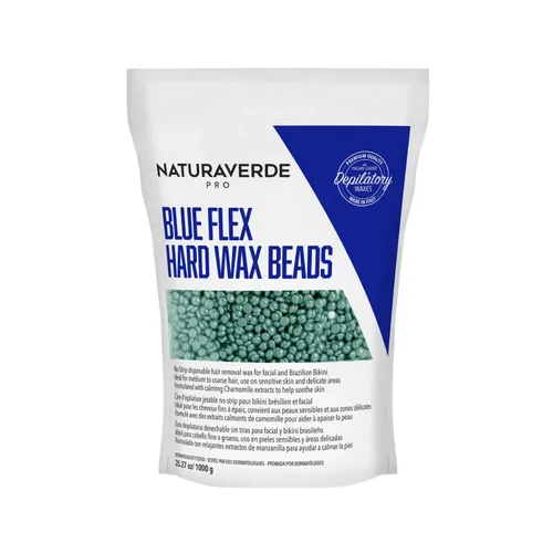 Naturaverde Pro Blue Flex - Cuentas de cera dura, depilación corporal y facial, cera de bikini brasileña para mujeres con manzanilla calmante - 2.2