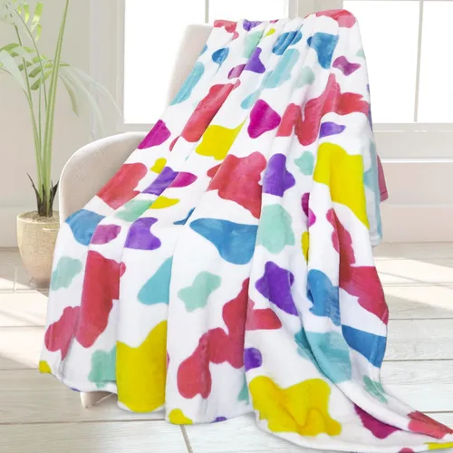 Miniatura 14 de HSEEC Manta de felpa azul con estampado de vaca, manta pequeña de franela de forro polar suave para sofá, 40 x 50 pulgadas