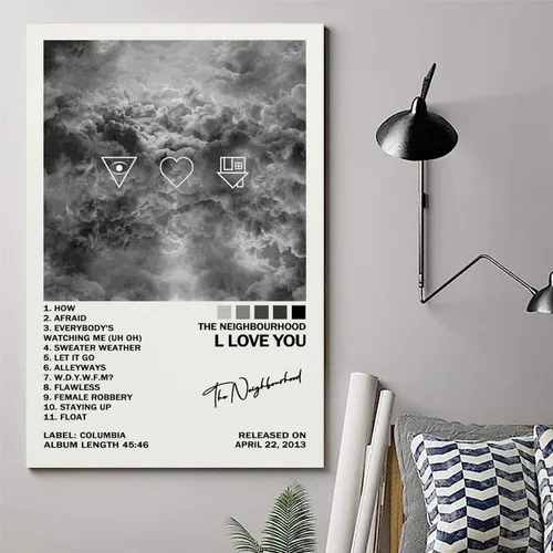 Miniatura 6 de UTOYA Póster con texto en inglés «The Neighbourhood I Love You» (I Love You), pintura decorativa en lienzo para dormitorio, 12 x 18 pulgadas