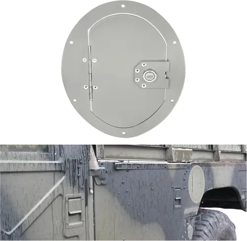 Miniatura 10 de KUAFU Puerta del tanque de combustible con cerradura compatible con Humvee Hummer H1 cualquier modelo M998 M1123 M1045 con recubrimiento en polvo