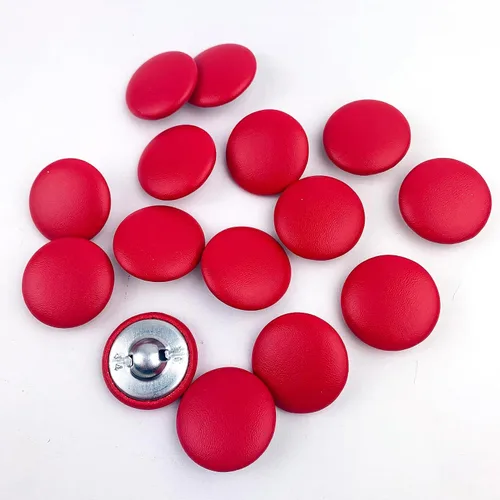 Miniatura 74 de Heyiwell 30 botones redondos cubiertos de cuero con vástago de metal, para vestidos de novia, camisas, vestidos, manualidades de costura (beige, mm)