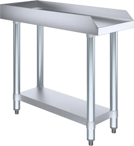 Miniatura 12 de AmGood Soporte para equipo de acero inoxidable con estante inferior + ruedas, resistente, grado comercial, certificado NSF