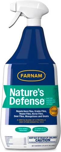 Farnam Nature's Defense - Aerosol repelente de moscas botánico a base de agua para caballos, ideal para pieles sensibles, 32 onzas