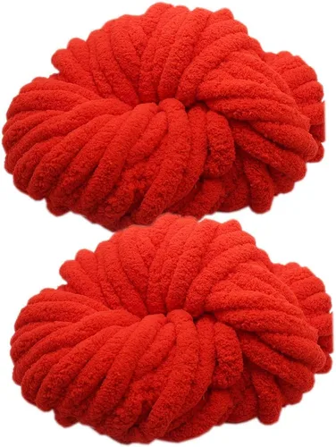 Miniatura 9 de 2 madejas de hilo de felpilla grueso para manta, súper suave, grueso, esponjoso, jumbo, grueso, estilo chenilla, hilo de poliéster de punto