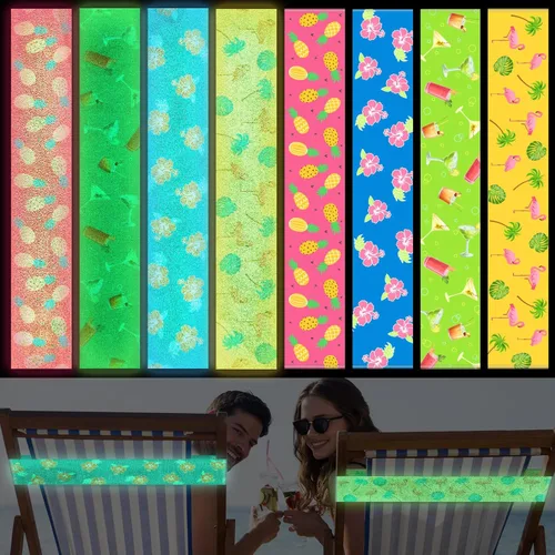 Miniatura 14 de Boao 8 Piezas Bandas de Toalla Grandes para Sillas de Playa 15.75" x 1.97" Bandas de Toalla para Sillas de Crucero Clips Elásticos a Prueba