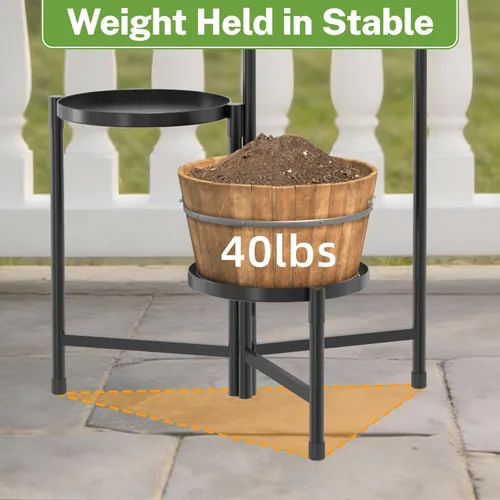 Miniatura 5 de iDavosic.ly Soporte grande para plantas de 3 niveles para interiores con bandeja de 10 pulgadas de ancho, estante de metal para exhibición de flores