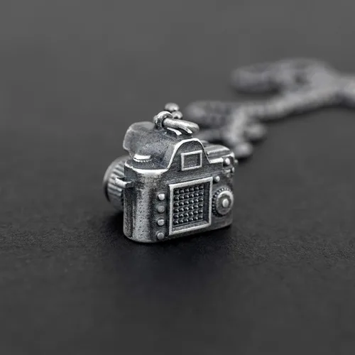 Miniatura 11 de Handmade Pendant Necklace Big sterling silver necklace on ball chain for men pendants necklace camera pendant necklace photographer necklace photo